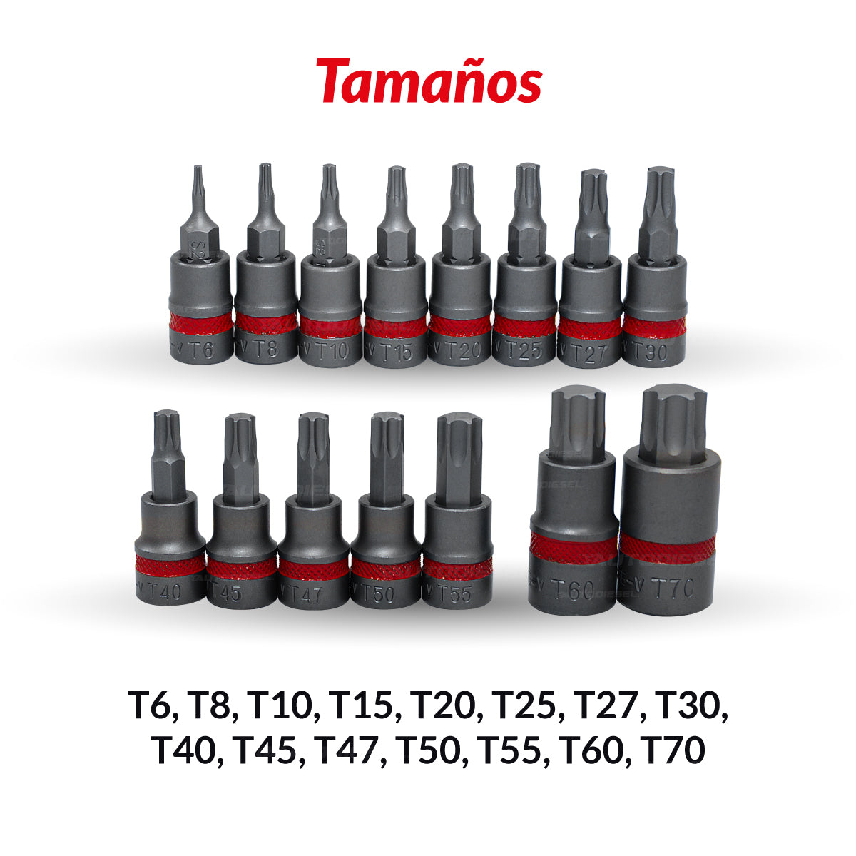 Juego de Dados con Puntas Torx Bit, Acero SE-V, T6-T70 1165-1-WW