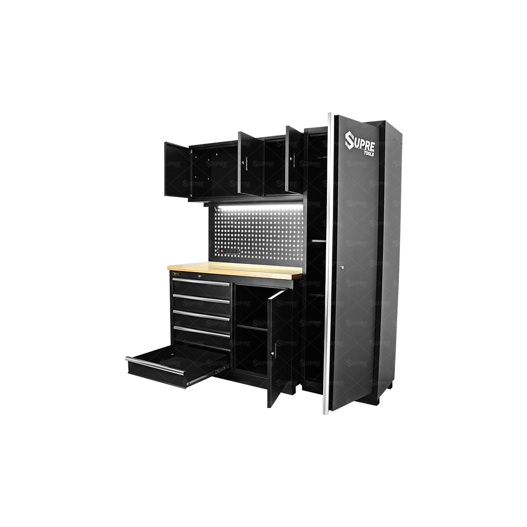 ULTRA - Estación de trabajo 4 piezas con ruedas y mesa de madera