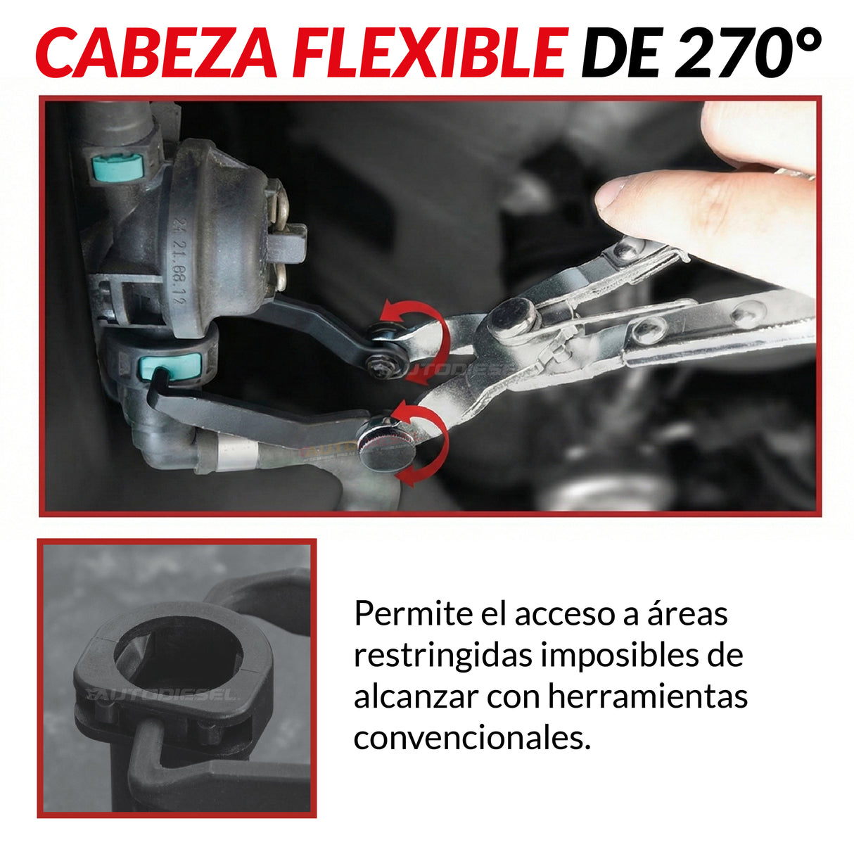 Alicates, pinzas para líneas de combustible; Cabeza flexible 2926-WW