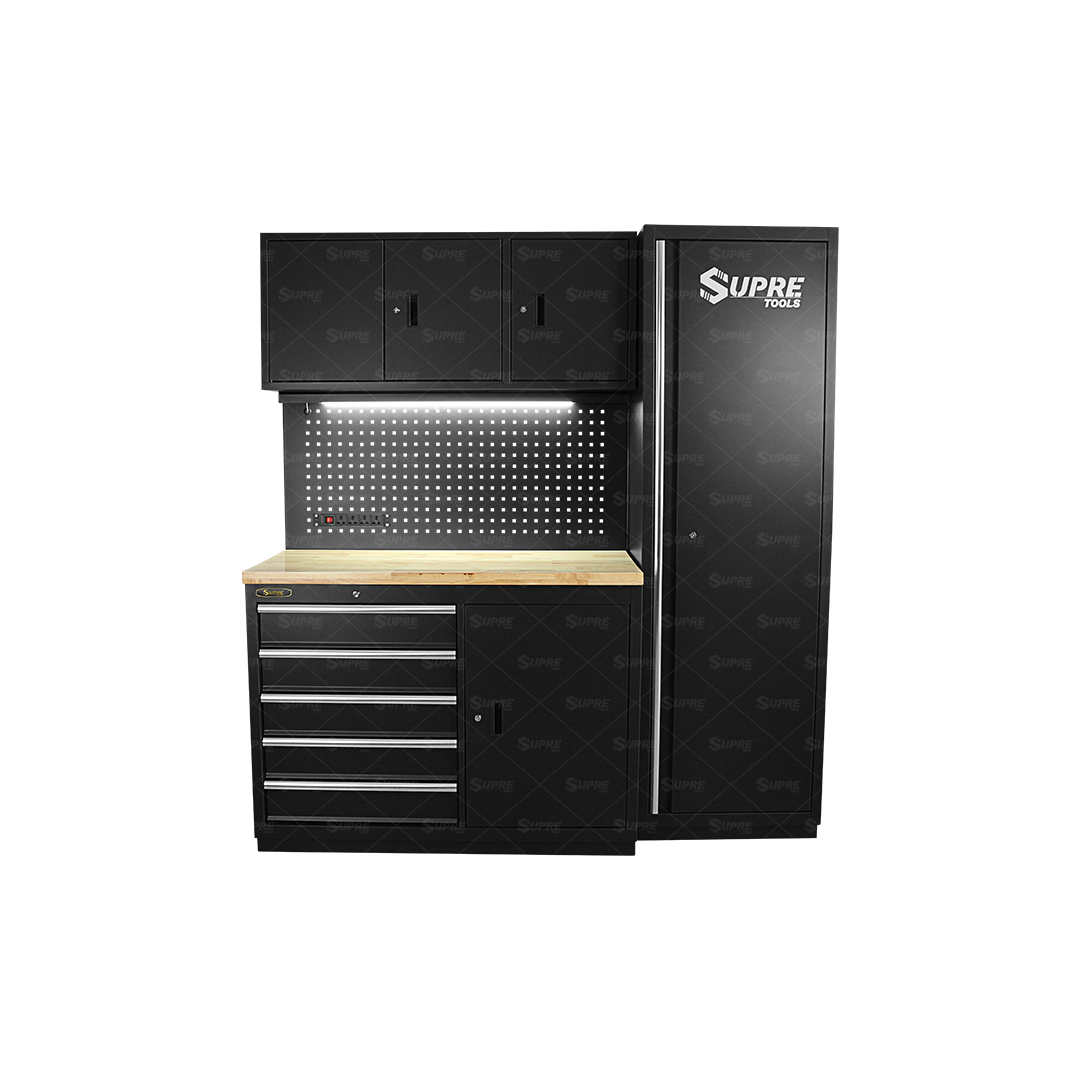 ULTRA - Estación de trabajo 4 piezas con ruedas y mesa de madera