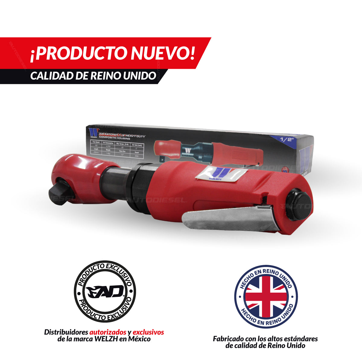 Trinquete neumático; Carcasa compuesta de alta resistencia de 1/2''dr 3019-WW