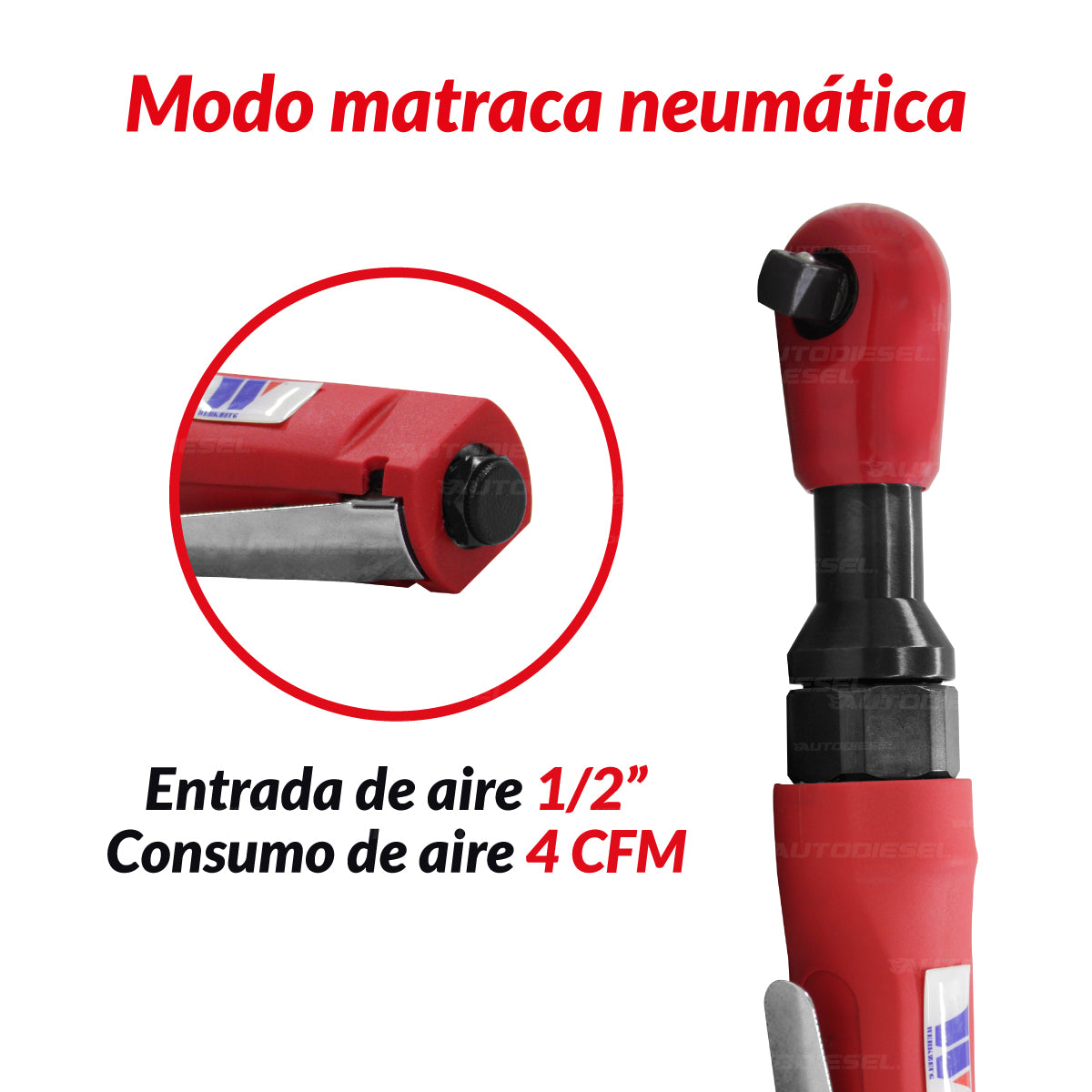 Trinquete neumático; Carcasa compuesta de alta resistencia de 1/2''dr 3019-WW