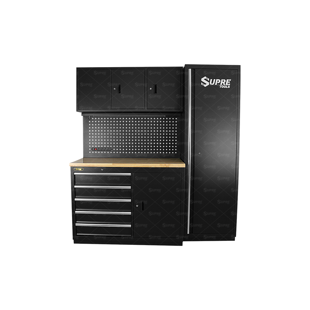 ULTRA - Estación de trabajo 4 piezas con ruedas y mesa de madera