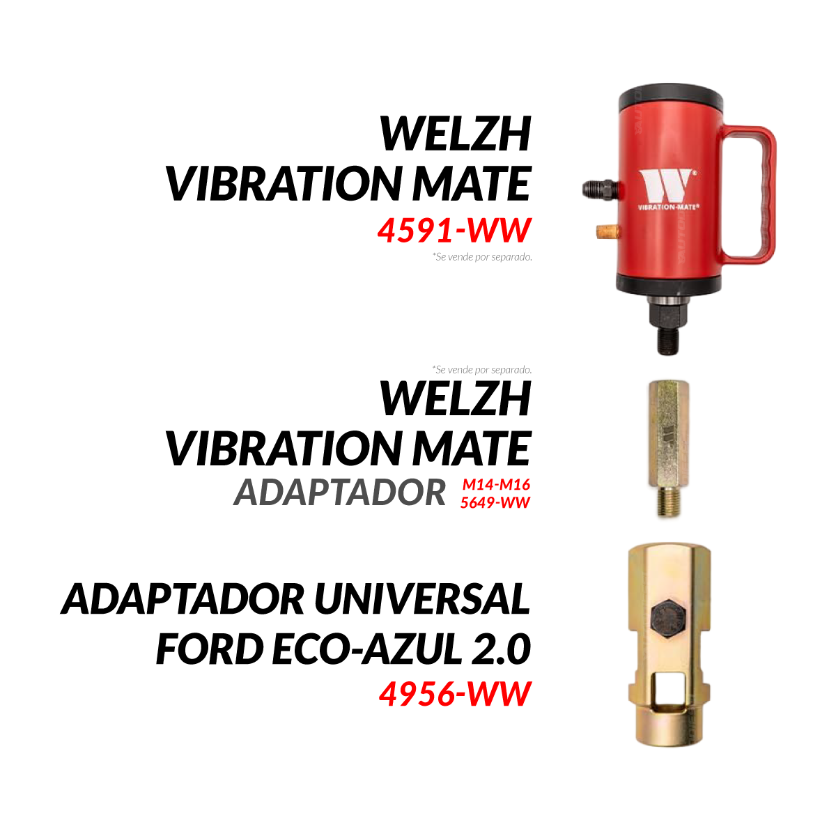 Adaptador universal para extractor neumático,inyectores diesel; Ford Eco-Azul 2.0 4956-WW