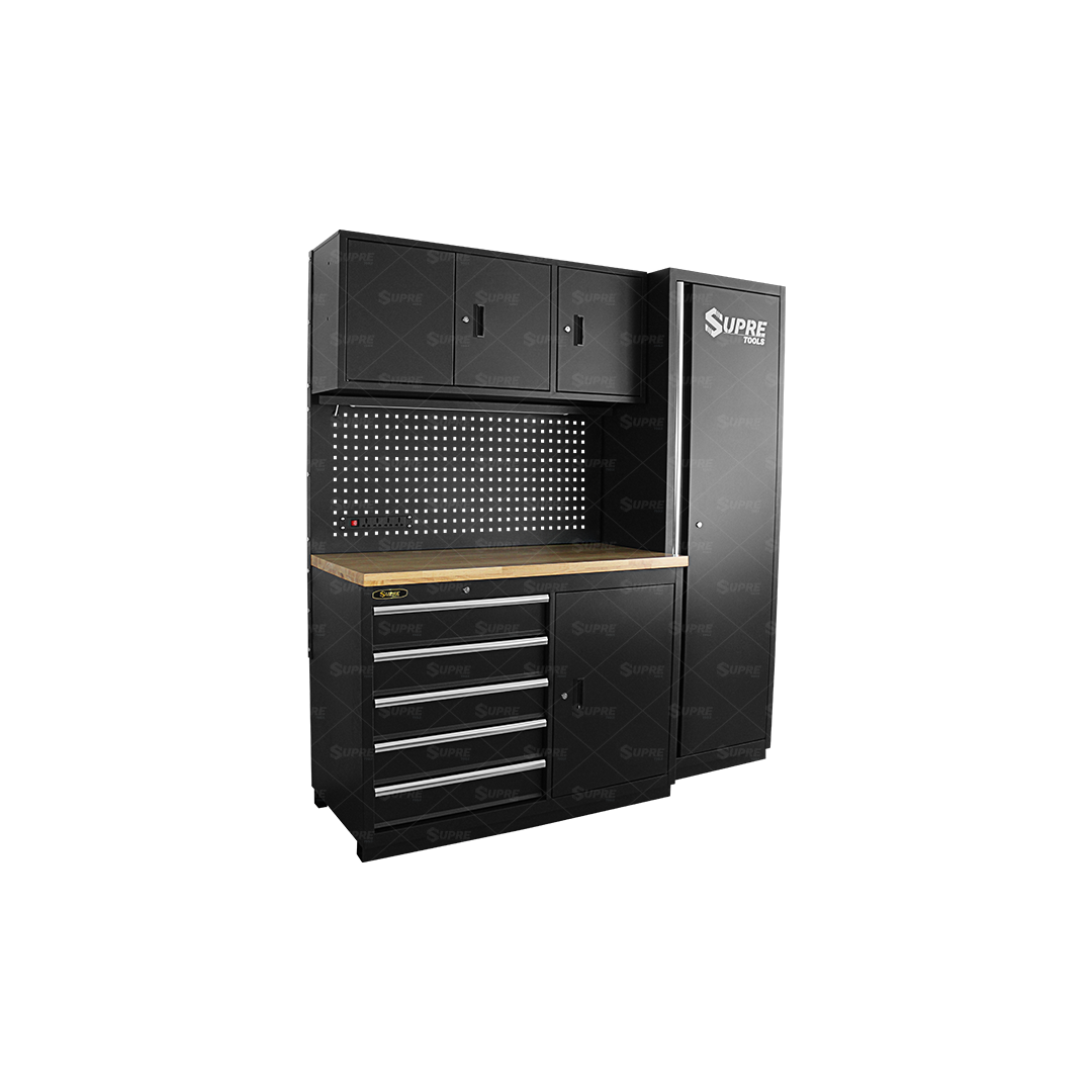 ULTRA - Estación de trabajo 4 piezas con ruedas y mesa de madera