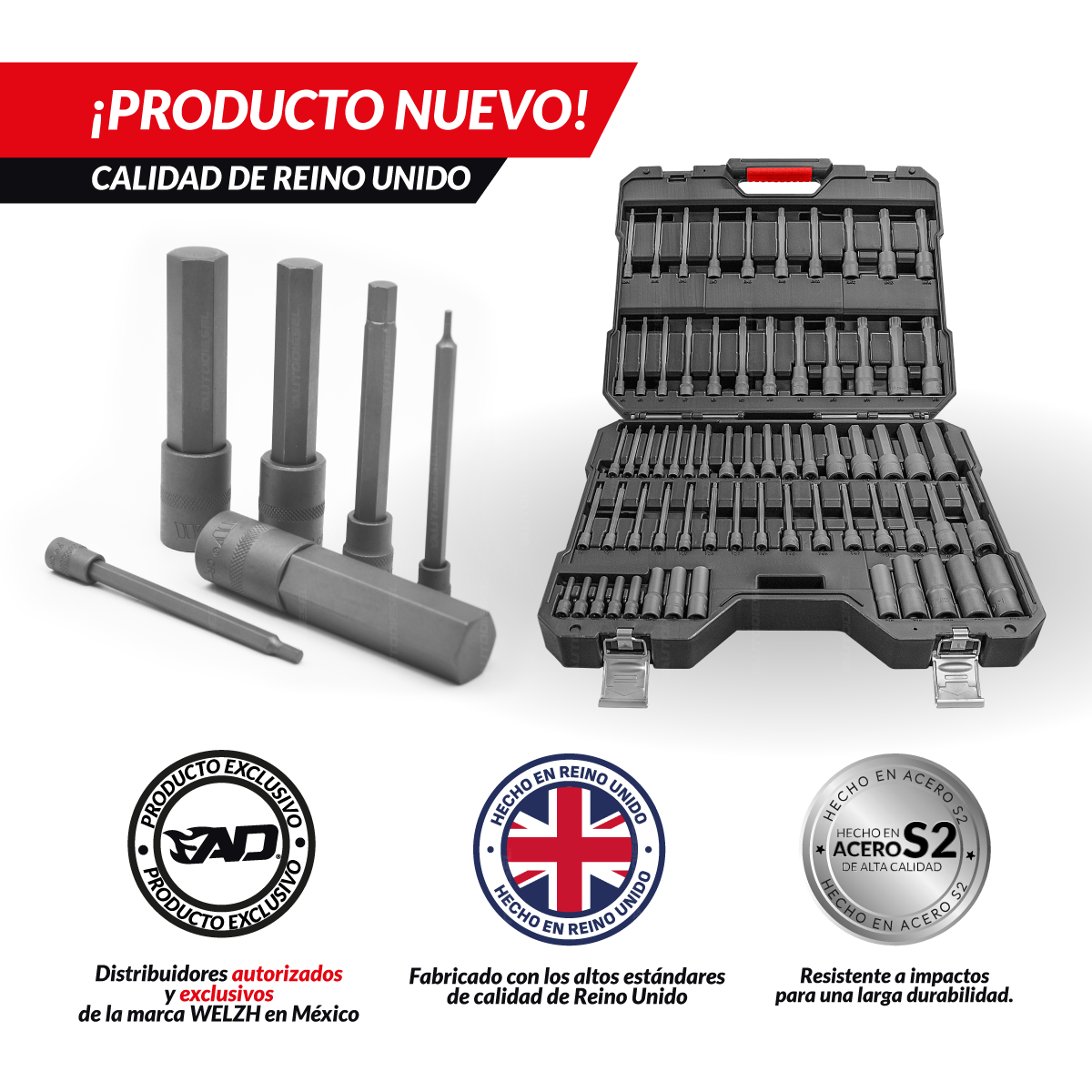 Juego maestro de puntas de vaso; 67 piezas extralargas, Torx, Etorx, Allen 6015-WW