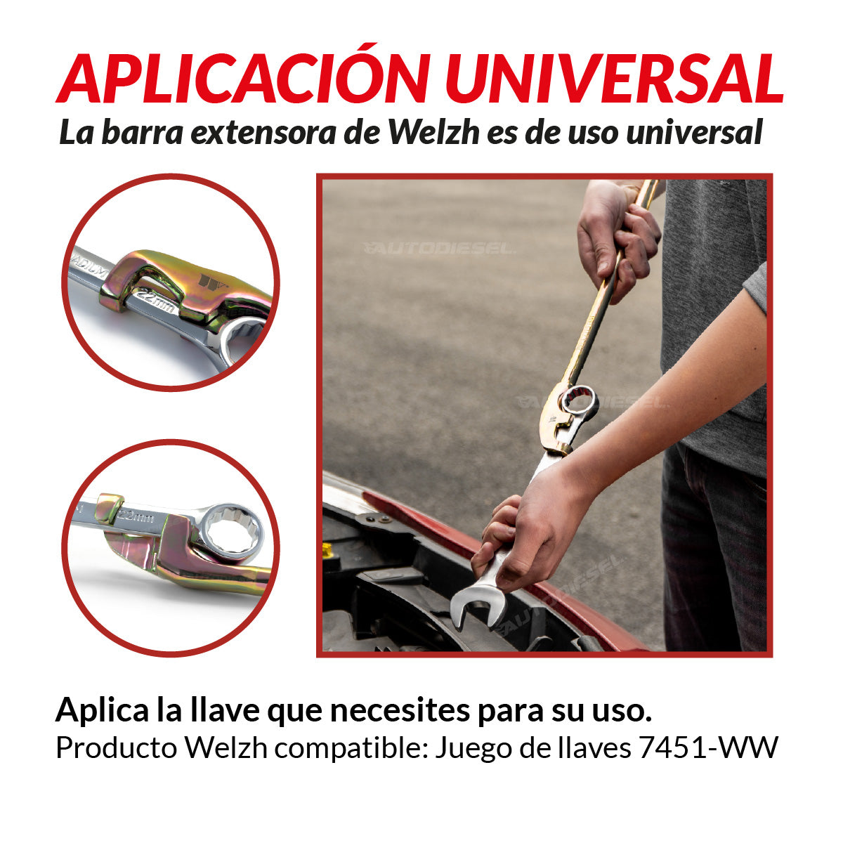Herramienta extensora de llave universal 7451-WW