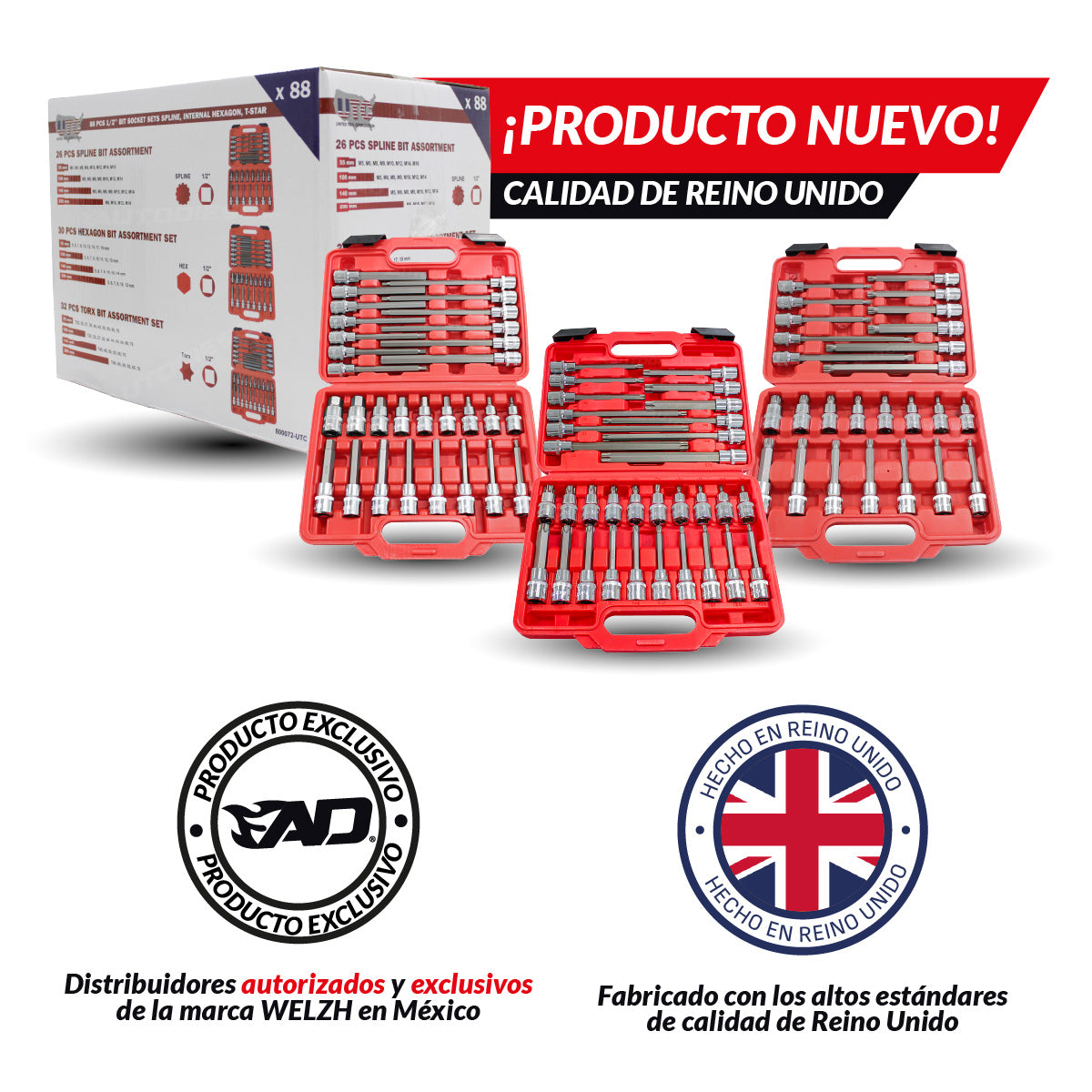 Juegos de dados con puntas de 1/2'' de 88 piezas 800072-UTC