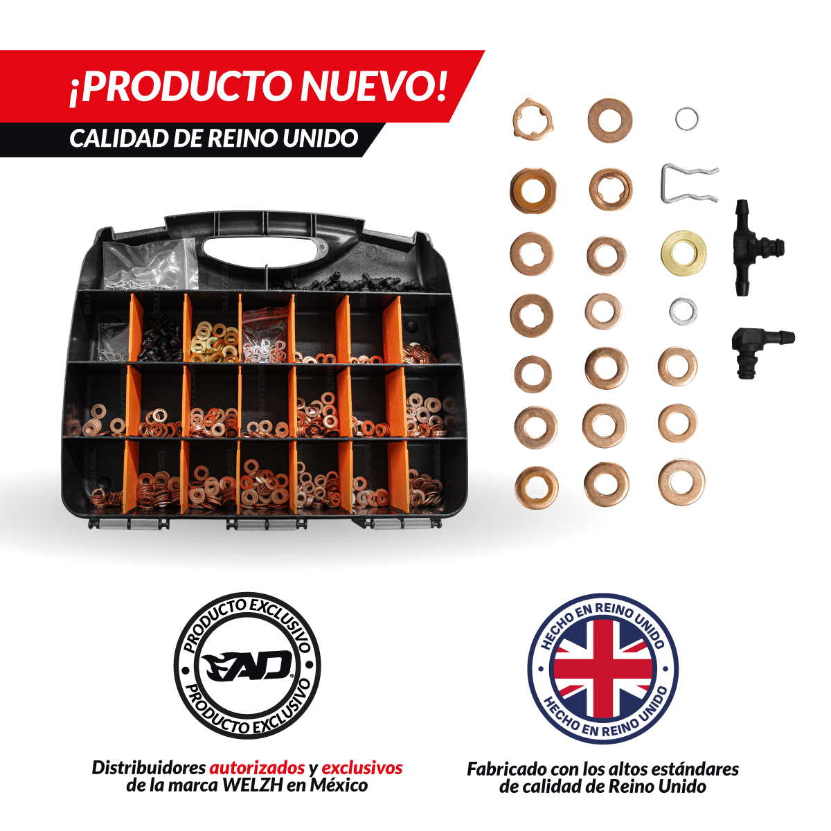 Kit maestro de arandelas, sellos para inyectores diesel, 551 piezas 8107-WW