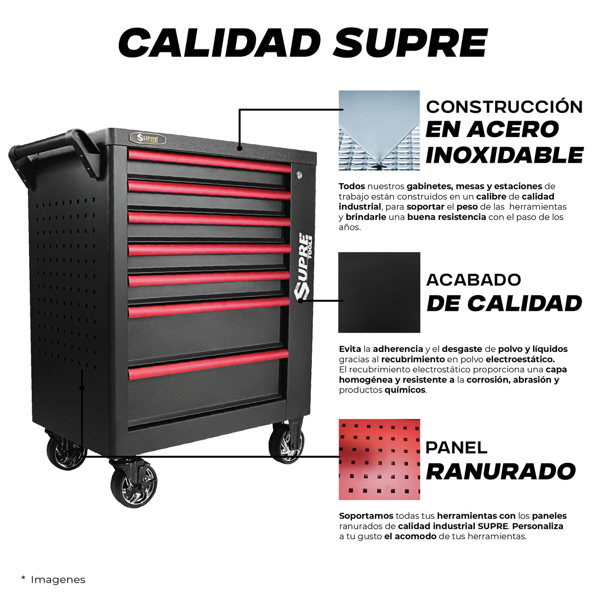 FORT - Gabinete para herramientas con ruedas - 7 cajones