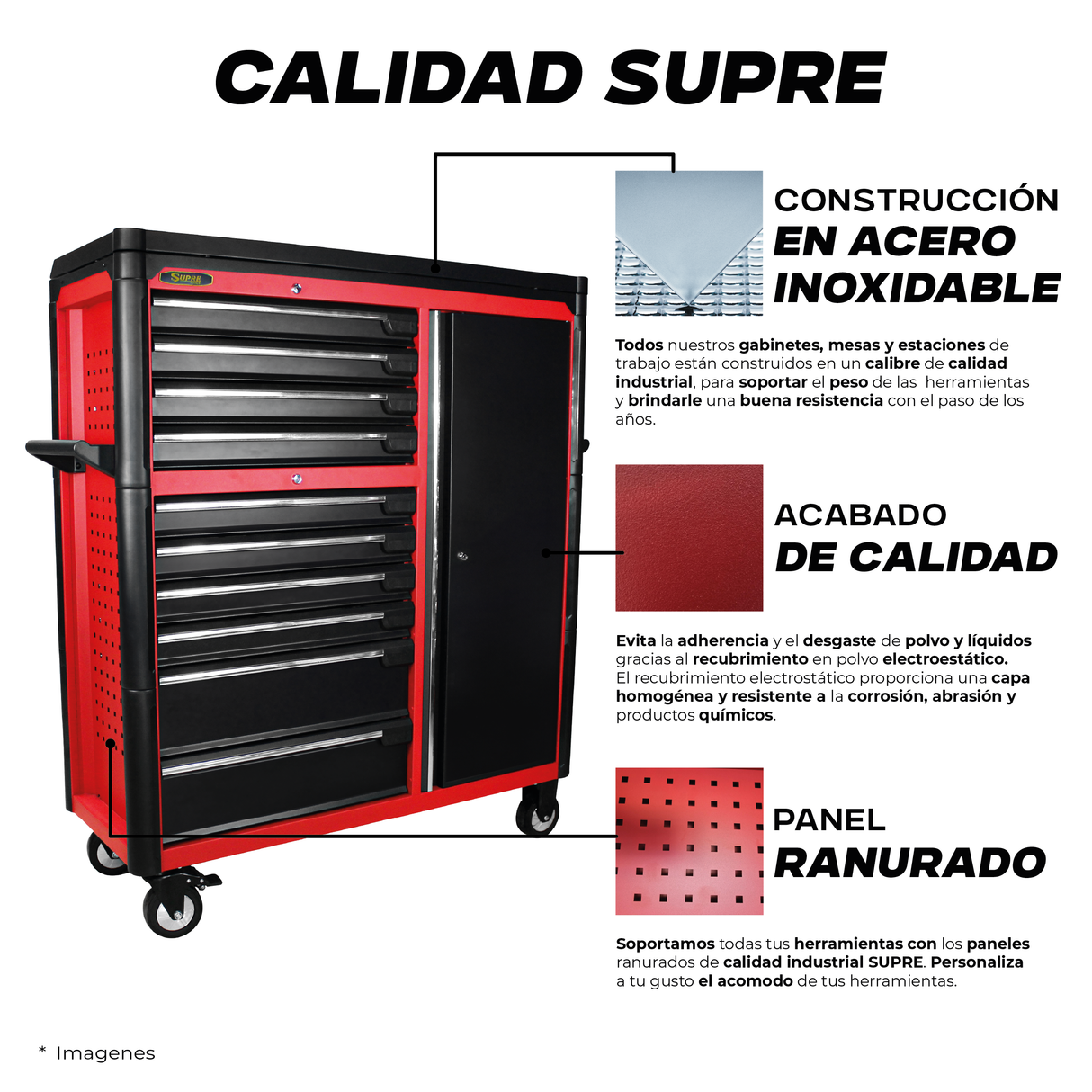 MAX CAR - Gabinete para herramientas con ruedas - 10 cajones