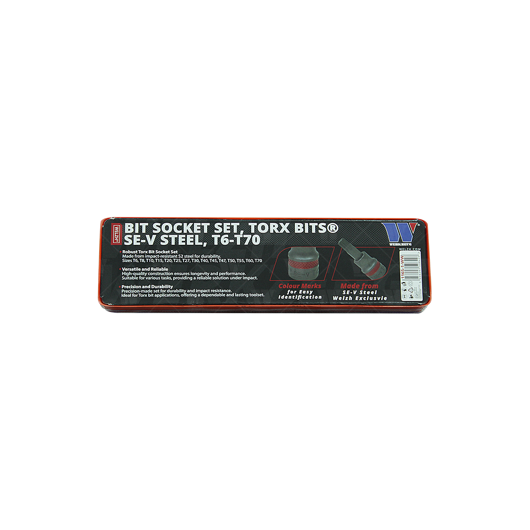 Juego de Dados con Puntas Torx Bit, Acero SE-V, T6-T70 1165-1-WW