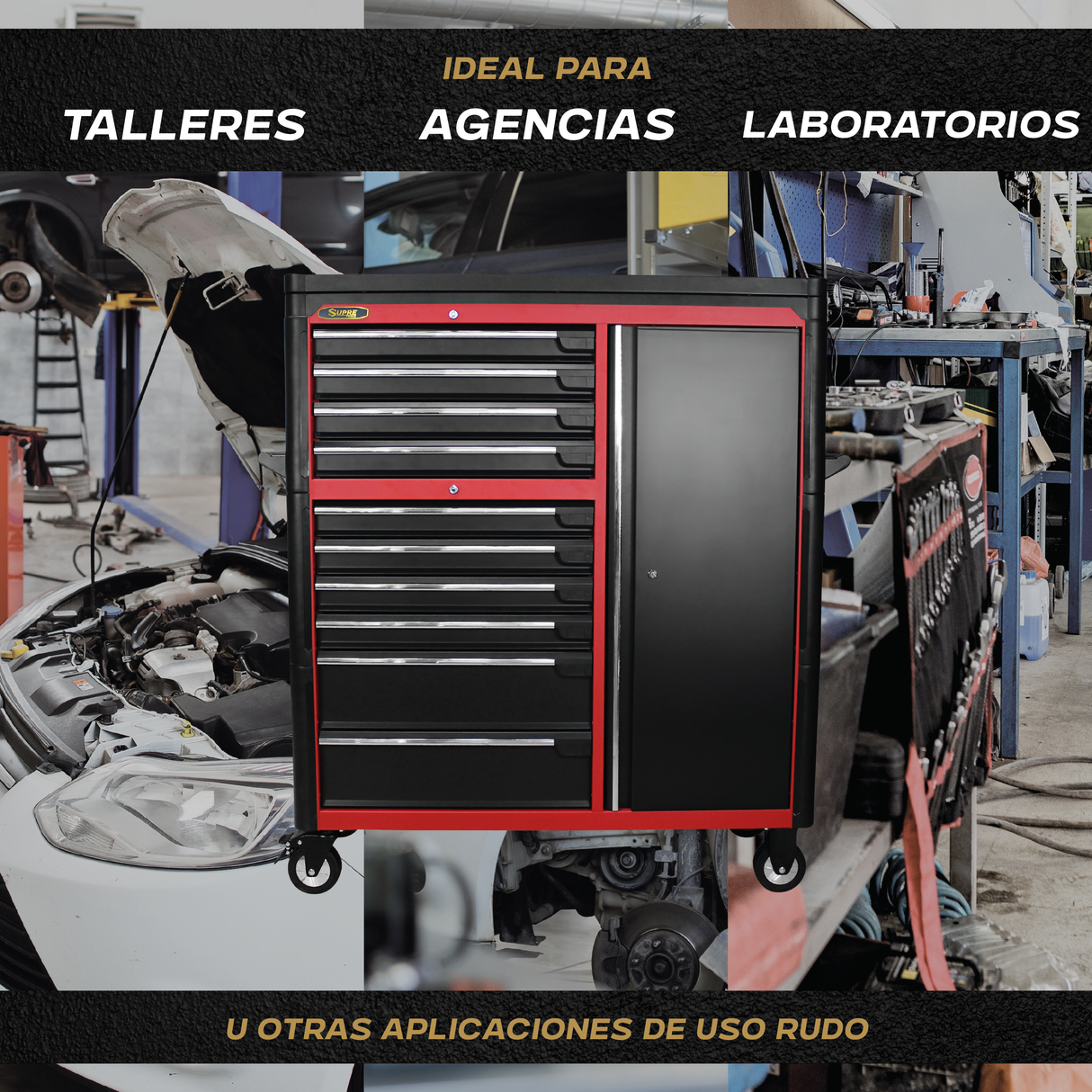 MAX CAR - Gabinete para herramientas con ruedas - 10 cajones