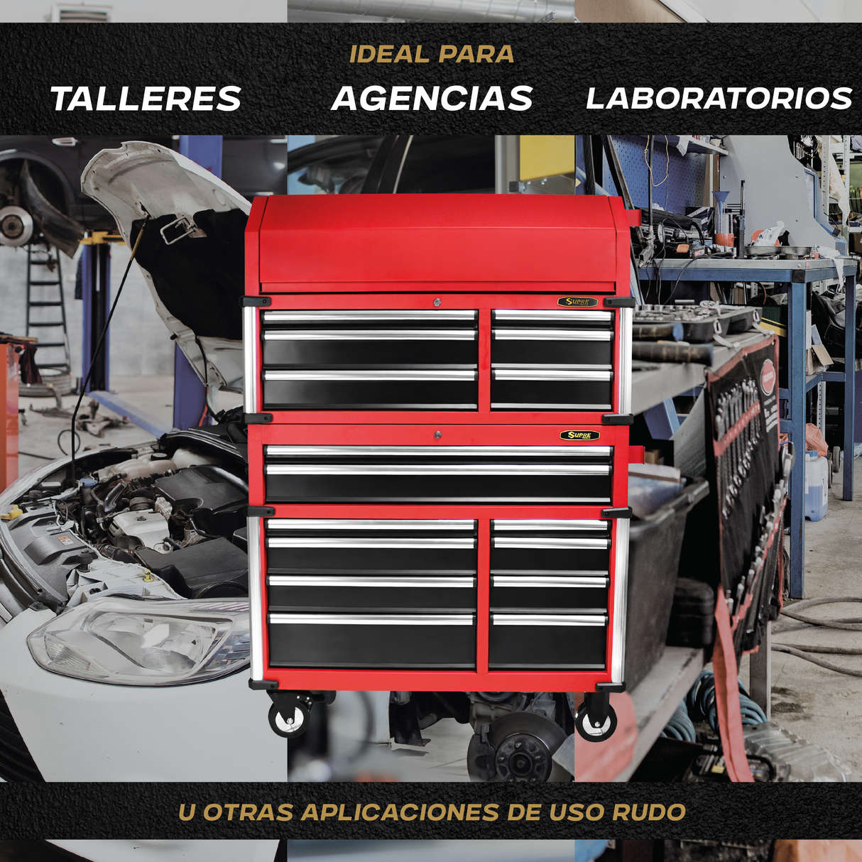 POWER XL - Gabinete para herramientas con ruedas - 18 cajones
