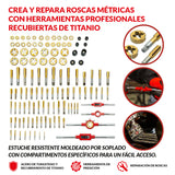 Juego de tarrajas y machuelos, métricos de titanio de 119 piezas 4888-WW