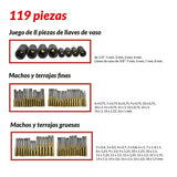 Juego de tarrajas y machuelos, métricos de titanio de 119 piezas 4888-WW