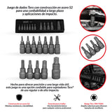 Juego puntas Torx de 12 piezas T8H-T60H S2 Acero zincado 1165-3-WW