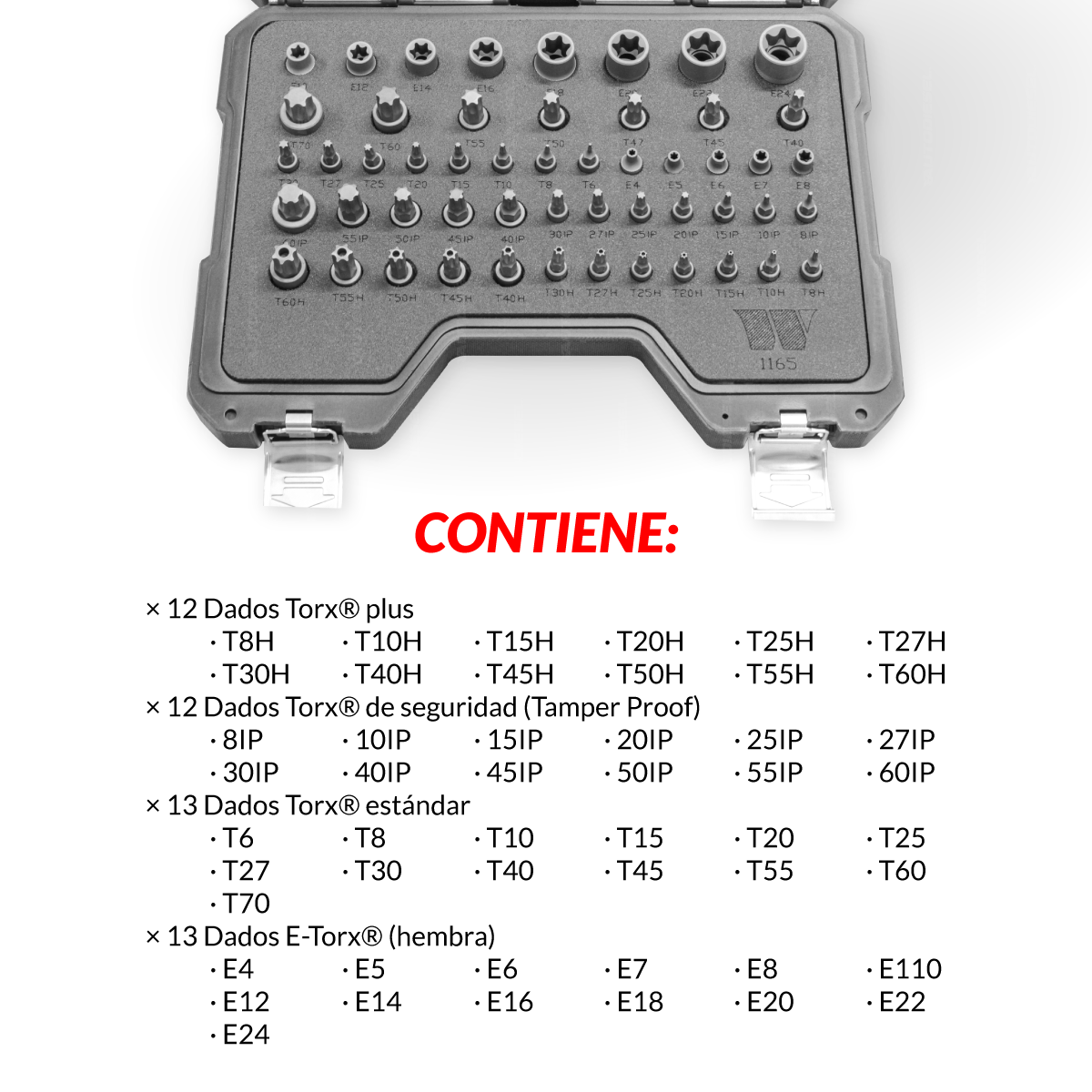 Juego maestro de dados con puntas Torx,de impacto, Acero S2 1165-WW