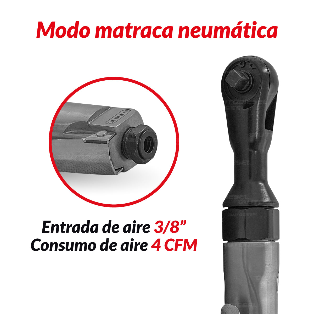 Trinquete neumático; 3/8'' dr 3012-WW