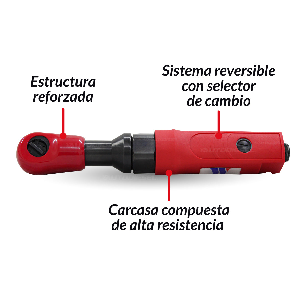 Trinquete neumático; Carcasa compuesta de alta resistencia de 1/2''dr 3019-WW