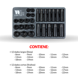 Juego de enchufes impacto 8-19 mm Lok-Typ; 3/8'', profundo y poco profundo 44115-WW
