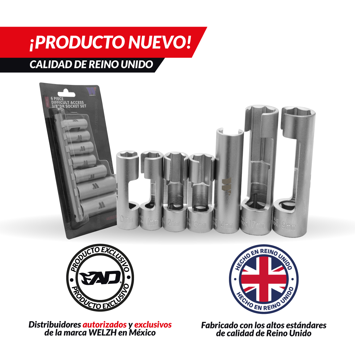 Juego de dados de difícil acceso; 3/8" de 7 piezas 44362-WW
