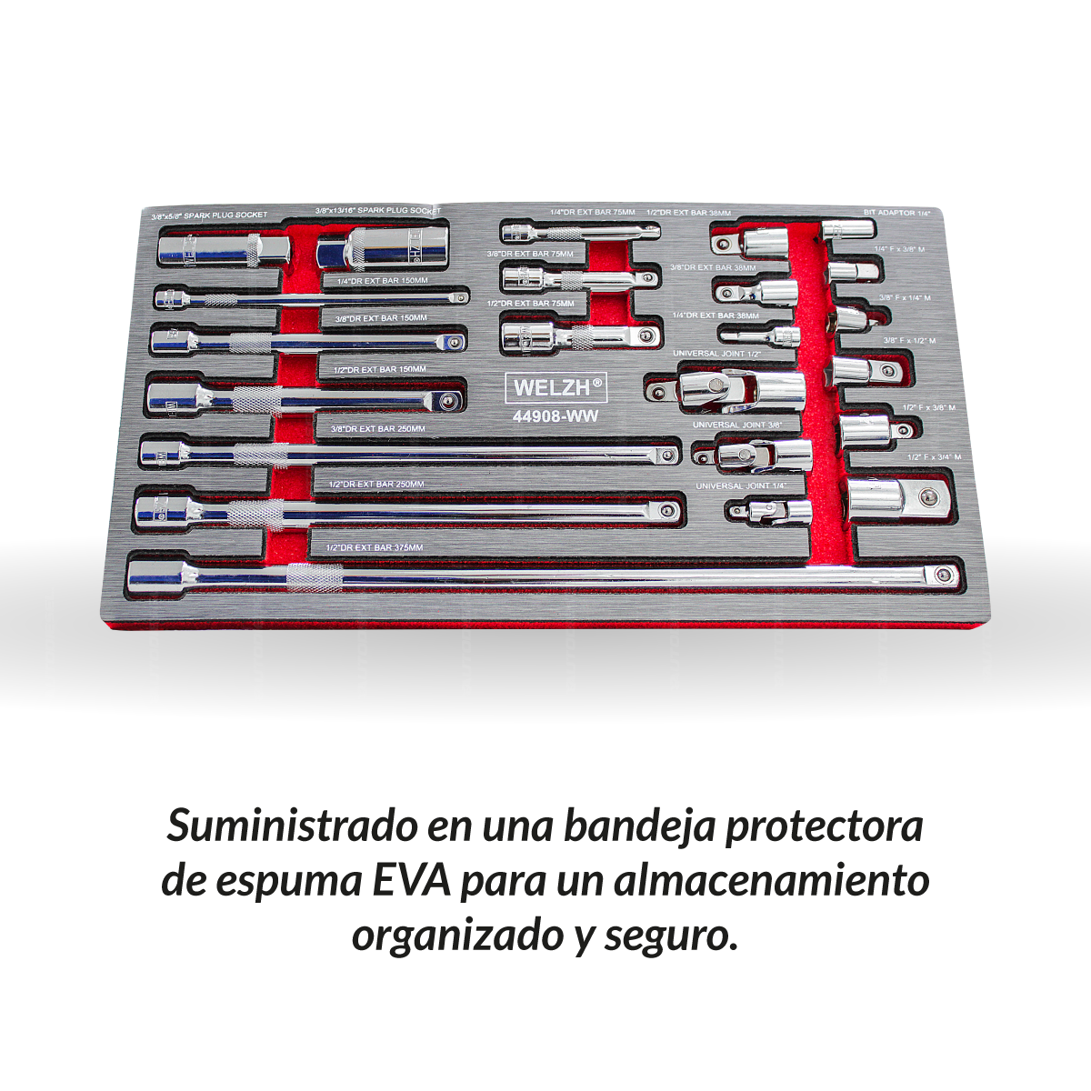Juego de barras de extensión para matraca y nudos, 23 piezas 44908-WW