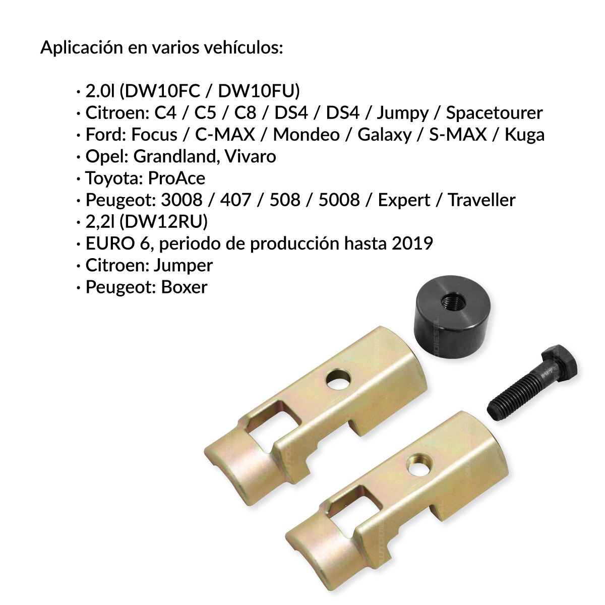 Adaptador universal para extractor neumático,inyectores diesel; Ford Eco-Azul 2.0 4956-WW