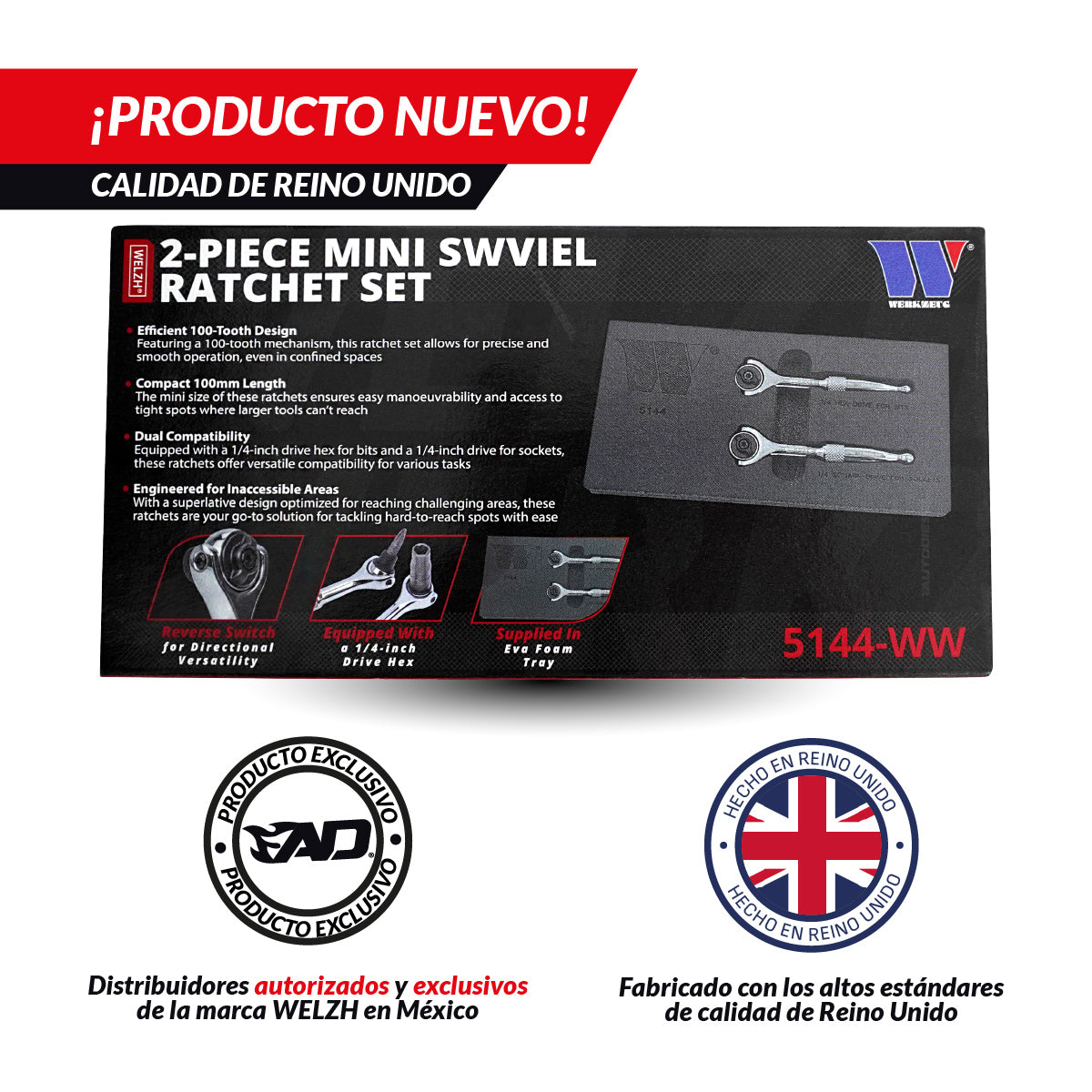 Juego de Carraca Mini Giratoria de 2 Piezas 5144-WW