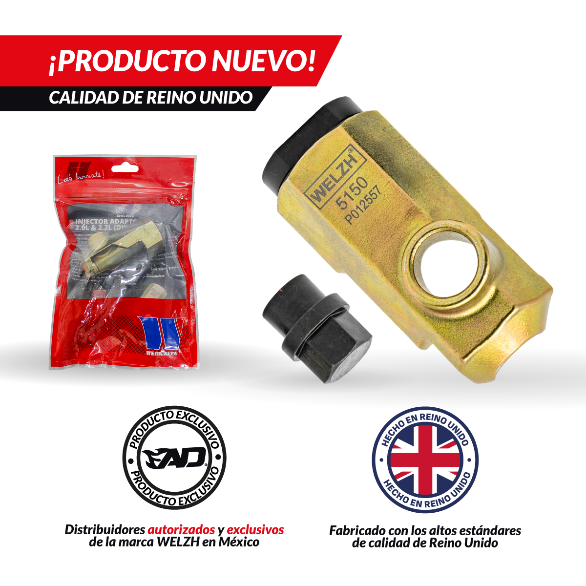Adaptador universal para extractor neumático,inyectores diesel PSA 2.0L y 2.2L (DW10 / DW12) 5150-WW