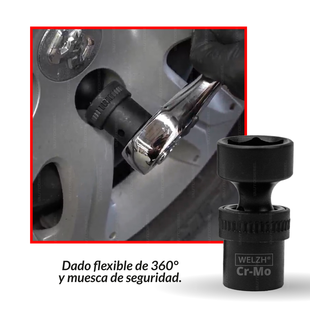 Juego de dados de impacto con nudo; 15 vasos de impacto universales con junta flexible de 1/2''dr, 10-24 mm 5151-WW