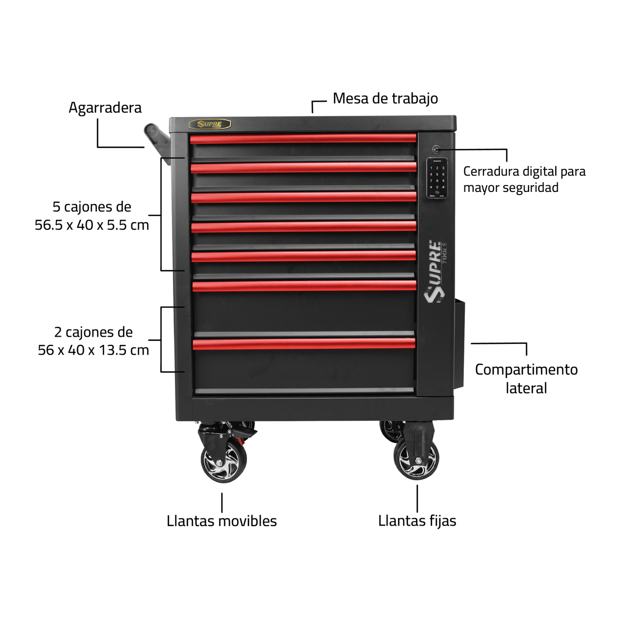 MAX DELUXE - Gabinete para herramientas con altavoz Bluetooth y cerradura digital