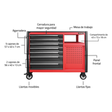 360 - Gabinete para herramientas con mesa de trabajo con ruedas - 12 cajones