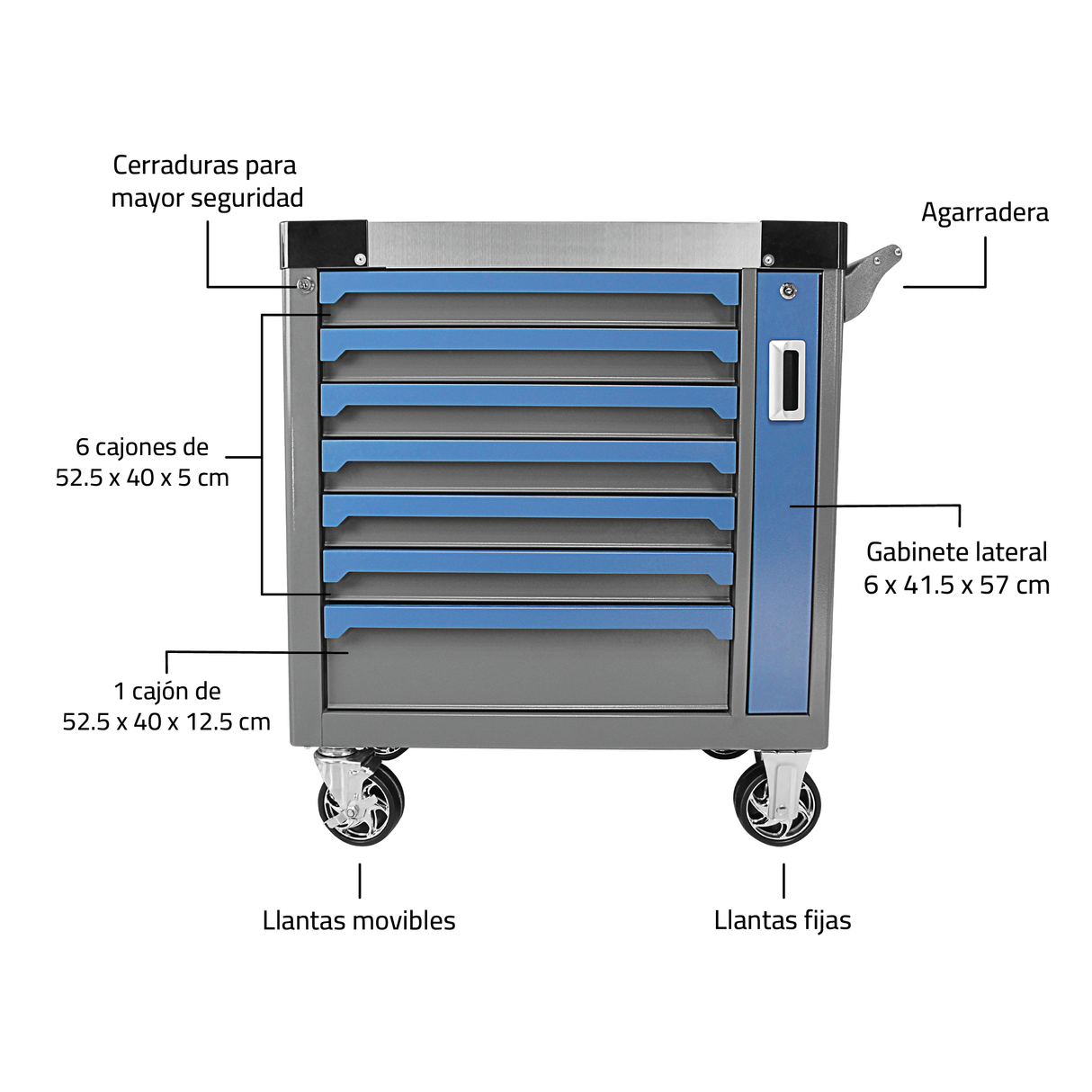 CONFORT - Gabinete para herramientas con ruedas - 7 cajones