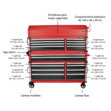 POWER XL - Gabinete para herramientas con ruedas - 18 cajones