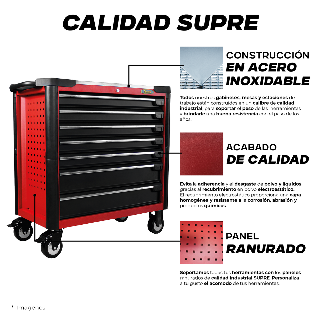 MAX - Gabinete para herramientas con ruedas - 7 cajones