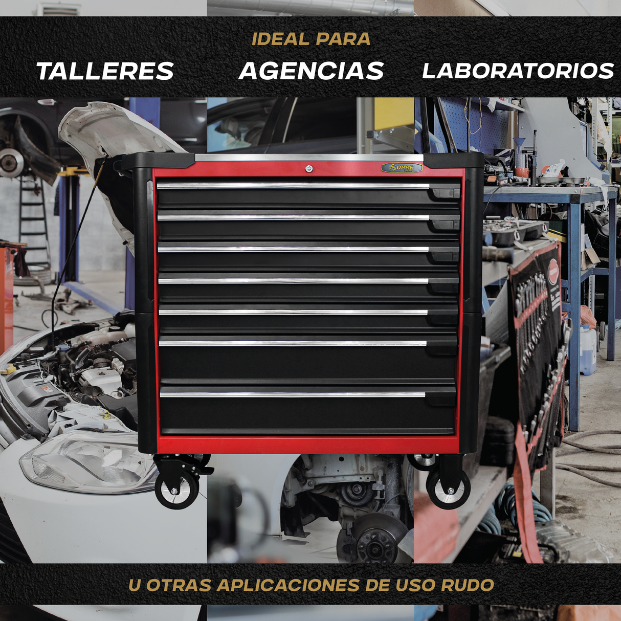 MAX - Gabinete para herramientas con ruedas - 7 cajones
