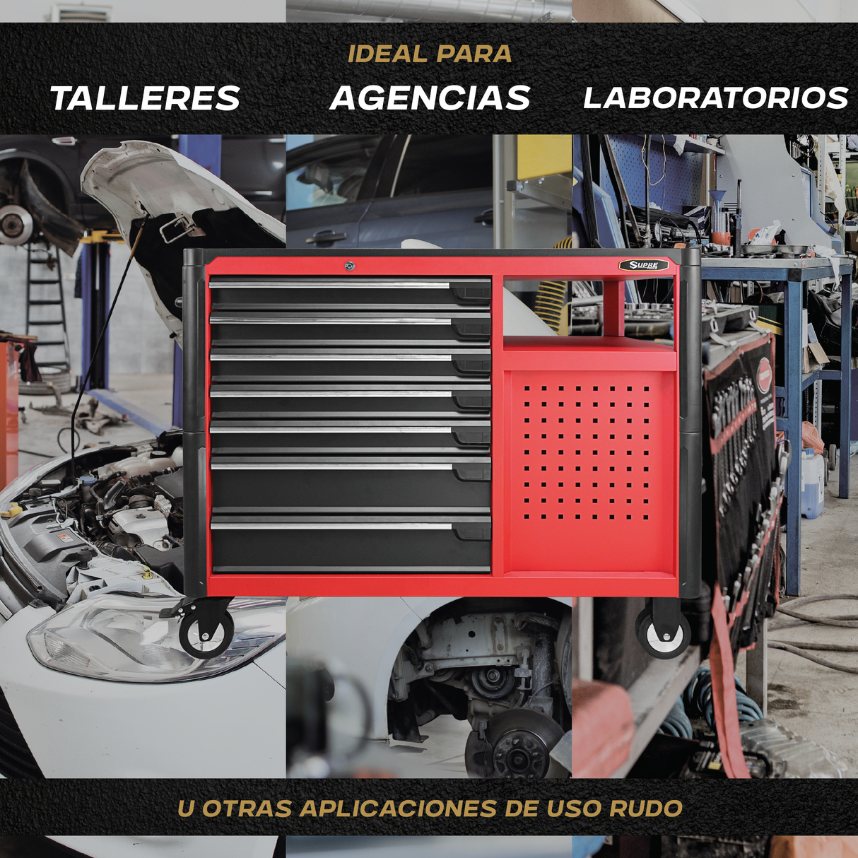 360 - Gabinete para herramientas con mesa de trabajo con ruedas - 12 cajones