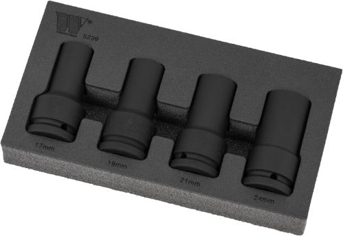 Juego de Dados de Impacto Profundo, Juego de 4 Piezas 3/4'' dr 17, 19, 21, 24 mm