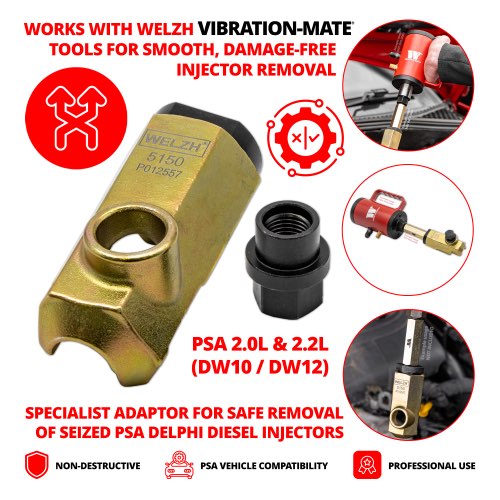 Adaptador universal para extractor nuemático,inyectores diesel PSA 2.0L y 2.2L (DW10 / DW12) 5150-WW