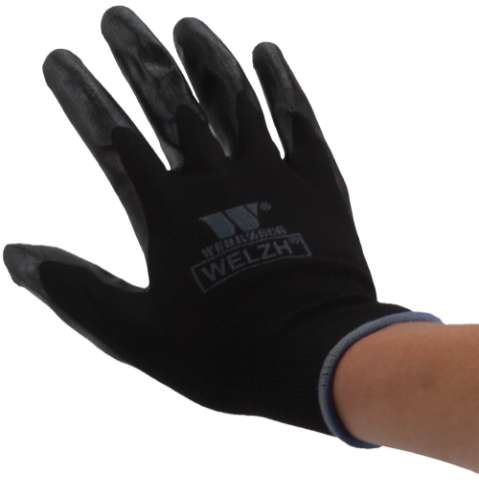 Guantes de poliéster recubiertos de nitrilo para mecánicos; 100 pares talla 11 (XXL)