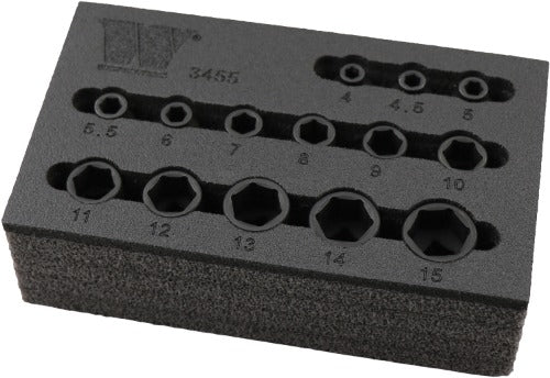 Juego de Dados; 14 Piezas para Impacto, Dados Superficiales, 1/4'' de Carraca