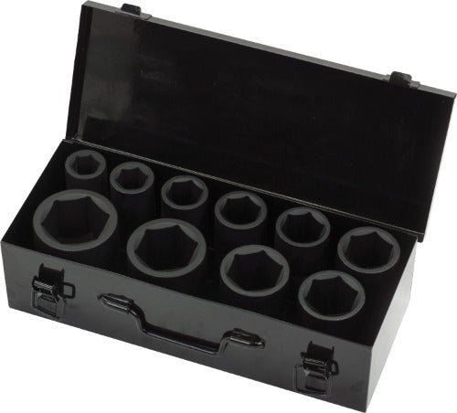 Juego de Dados de Impacto Profundo, 1'' Pulgada, 6 puntos, 22-50 mm, 11 Piezas