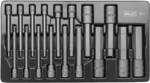Juego de Dados de Puntas; Juego Maestro de Puntas Hexagonales 110 mm de Longitud Acero S2 Zincado 7031-WW
