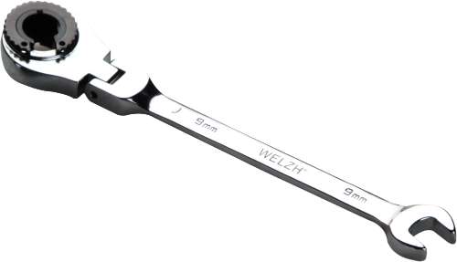 Llave de carraca para línea de freno con cabeza flexible; 9 mm