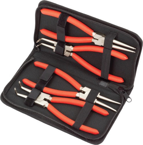 Juego de alicates para anillos de retención; 4 piezas, 225 mm