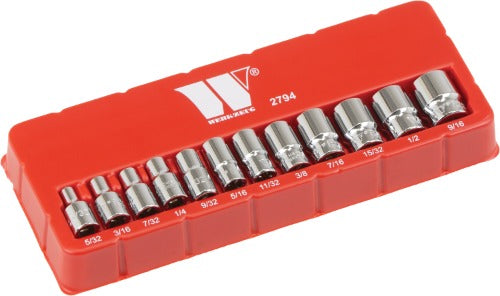 Juego de 12 Dados, Superficiales, 1/4'' de Carraca, 6 Puntas, PULGADAS 2794-WW