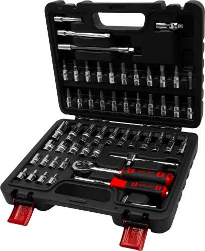 Juego de Dados; 57 Piezas Profundas y Superficiales, Cromo, 1/4'' 12 Puntas