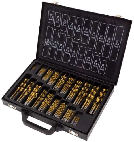 Juego de Brocas; Juego de Brocas Helicoidales HSS Nitruro de Titanio 1 - 10 mm 170 Piezas