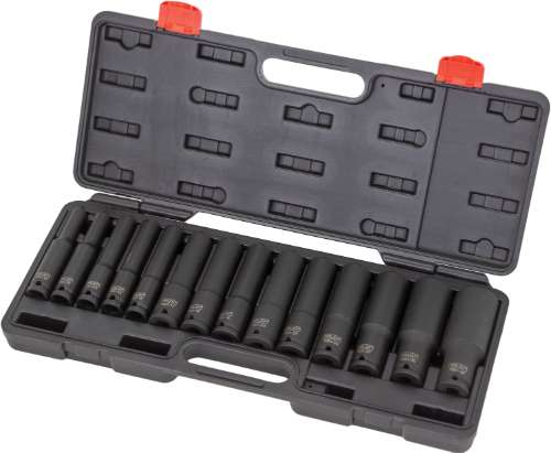 Juego de Dados; Extra Profundos (120mm), de Impacto, 1/2'' de Carraca, 10-32mm